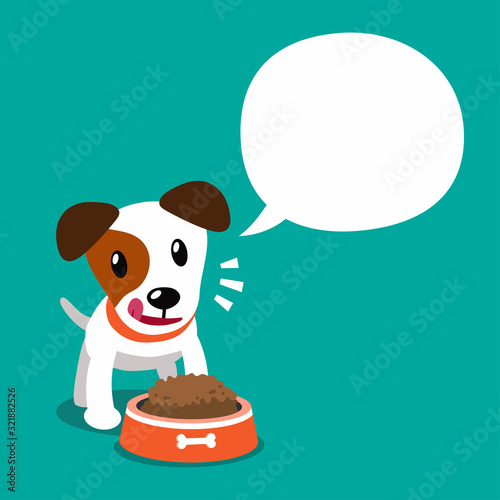 Vector cartoon character jack russell terrier dog and white speech bubble for design.