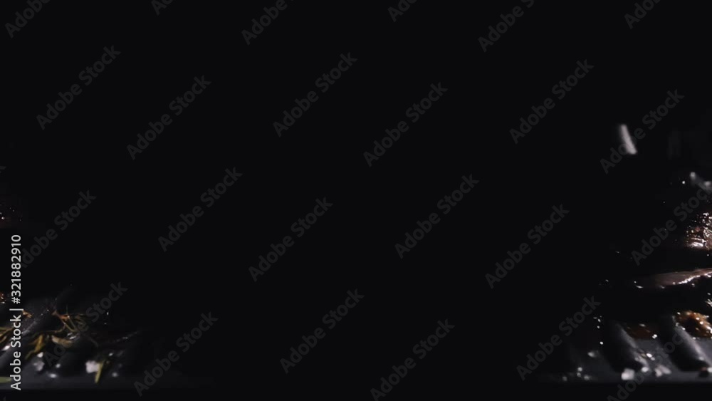 Video Stock Delicious juicy meat steak cooking on grill. Aged prime