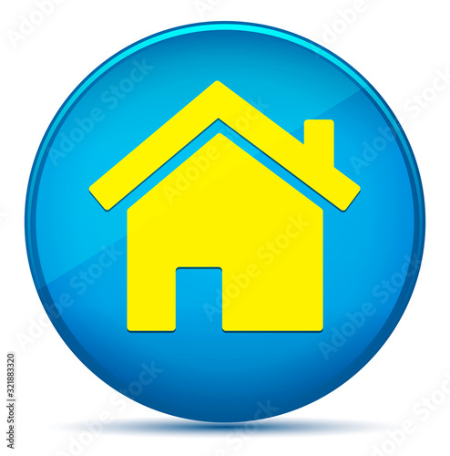 Home icon modern flat cyan blue round button