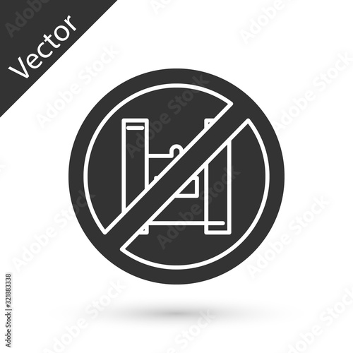 Grey Say no to plastic bags poster icon isolated on white background. Disposable cellophane and polythene package prohibition sign. Vector Illustration