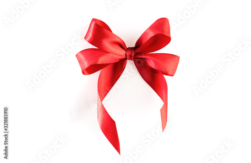 Red ribbon bow isolated with clipping path