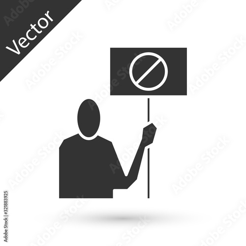 Grey Nature saving protest icon isolated on white background. Earth planet protection, environmental issues demonstration. Vector Illustration