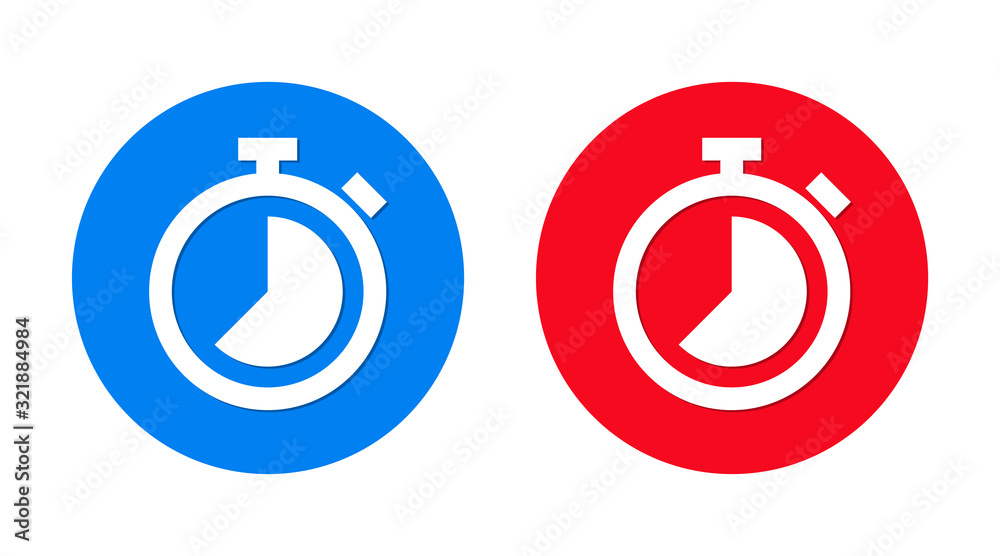 Stopwatch icon flat trendy round button set Stopwatch icon flat trendy round button set