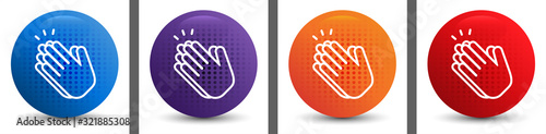 Hands clap icon abstract halftone round button set