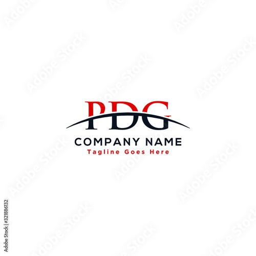 Initial letter PDG, overlapping movement swoosh horizon logo company design inspiration in red and dark blue color vector
