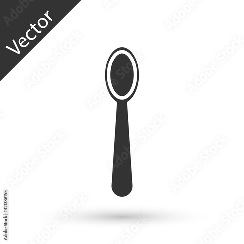 Grey Disposable plastic spoon icon isolated on white background. Vector Illustration