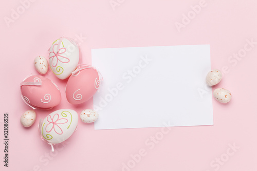 Easter greeting card with eggs © karandaev