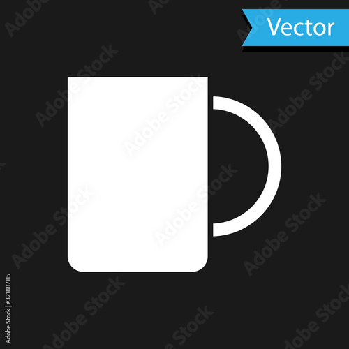 White Coffee cup icon isolated on black background. Tea cup. Hot drink coffee. Vector Illustration