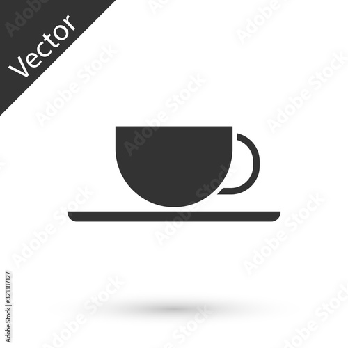 Grey Coffee cup icon isolated on white background. Tea cup. Hot drink coffee. Vector Illustration