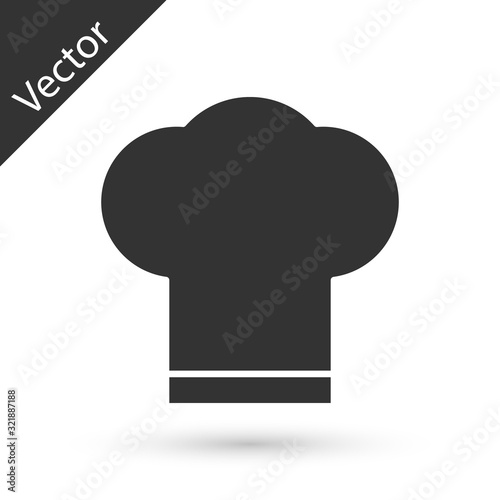 Grey Chef hat icon isolated on white background. Cooking symbol. Cooks hat. Vector Illustration