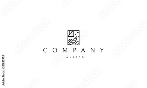 Vector logo on which the abstract image of leaves squared.