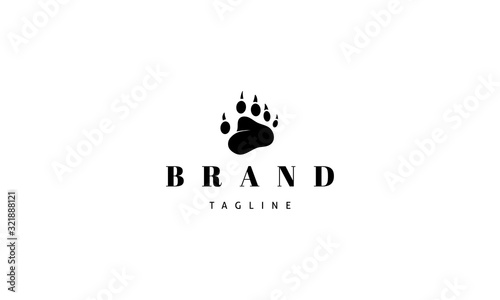 Vector logo on which an abstract image of a bear paw.