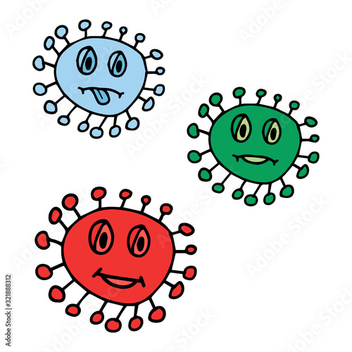 Hand drawn doodle illustration Vector Coronavirus element. Isolated on white background.