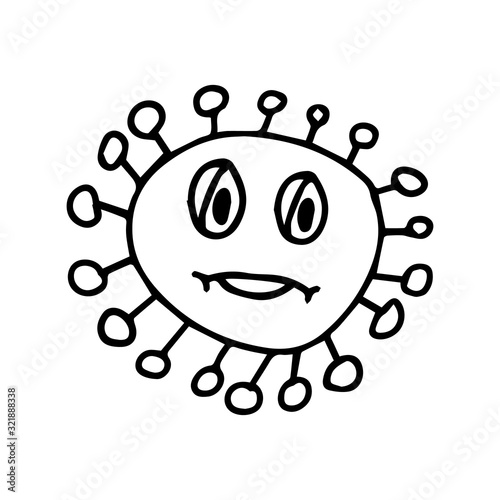 Hand drawn doodle illustration Vector Coronavirus element. Isolated on white background.