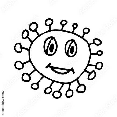 Hand drawn doodle illustration Vector Coronavirus element. Isolated on white background.