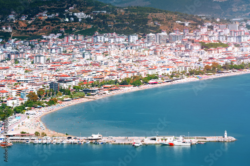 Beautiful panoramic view of the coastline of Alanya, Turkey
