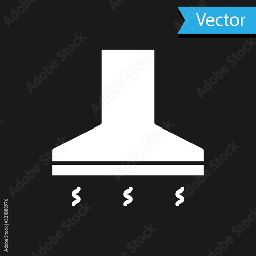 White Kitchen extractor fan icon isolated on black background. Cooker hood. Kitchen exhaust. Household appliance. Vector Illustration