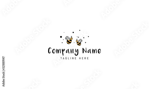 Vector logo on which an abstract image of two bees.