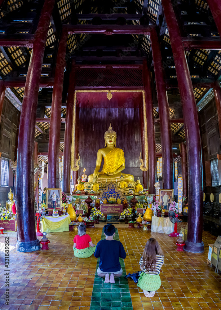 Buddha in Wat Phan Tao Temple, Chiang Mai, Thailand