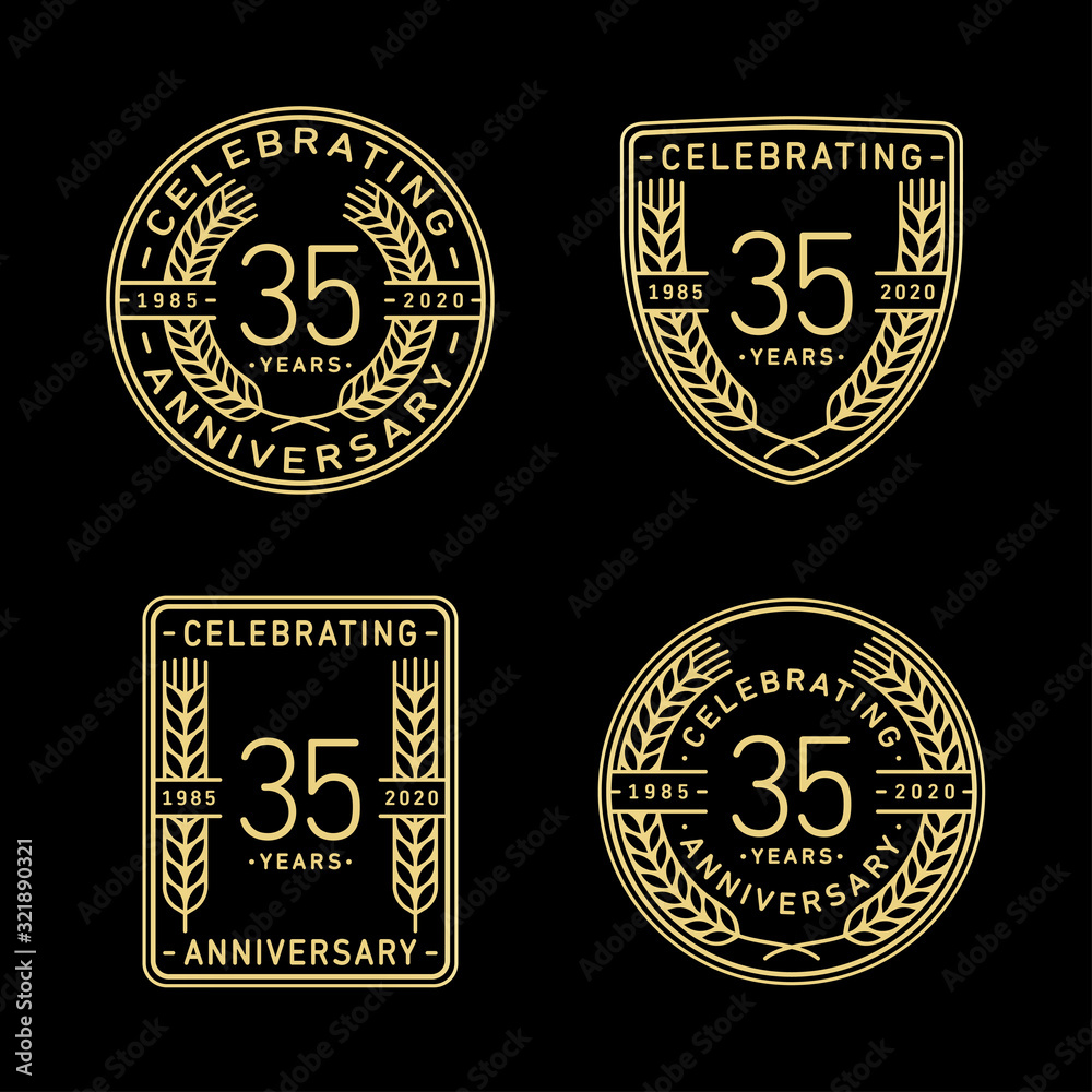 35 years anniversary celebration logotype. 35th anniversary logo collection. Set of anniversary design template. Vector and illustration.    