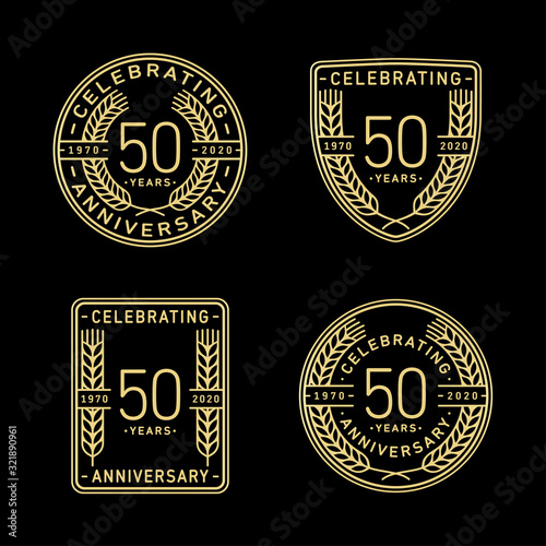 50 years anniversary celebration logotype. 50th anniversary logo collection. Set of anniversary design template. Vector and illustration.    
