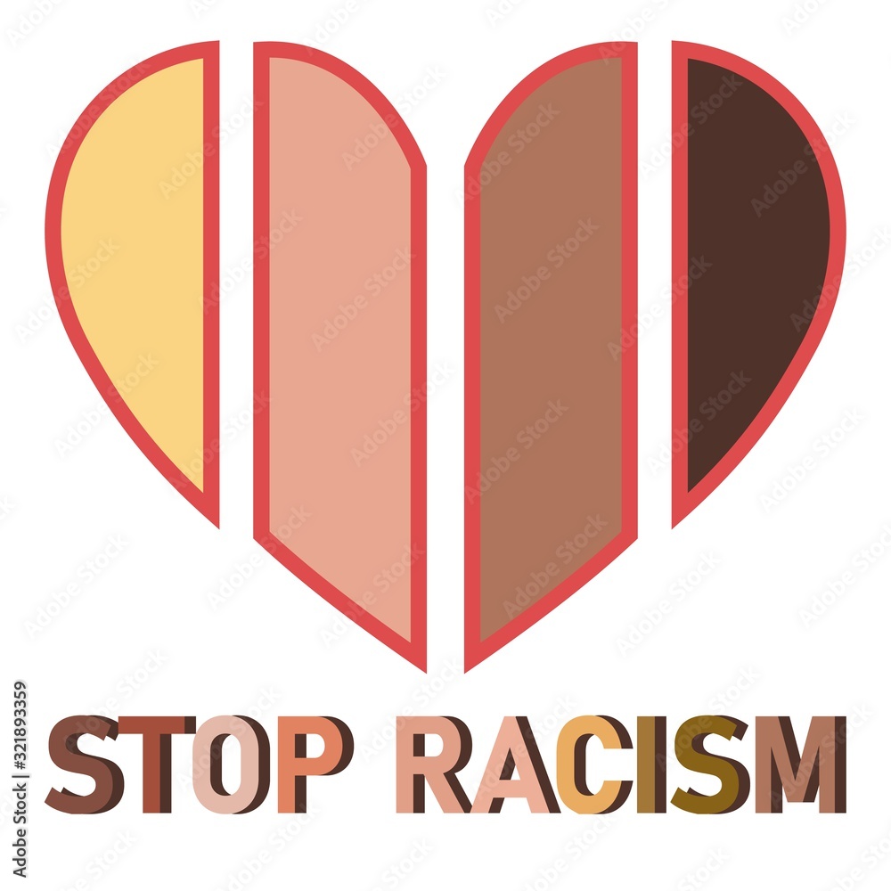 Stop Racism Poster With Multicolored Heart Design For No Racism