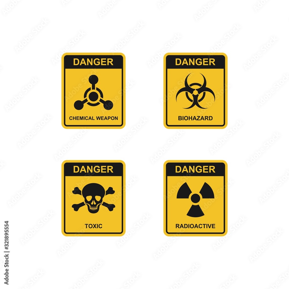 Set of danger signs isolated on white background. Vector illustration Set of danger signs isolated on white background. Vector illustration