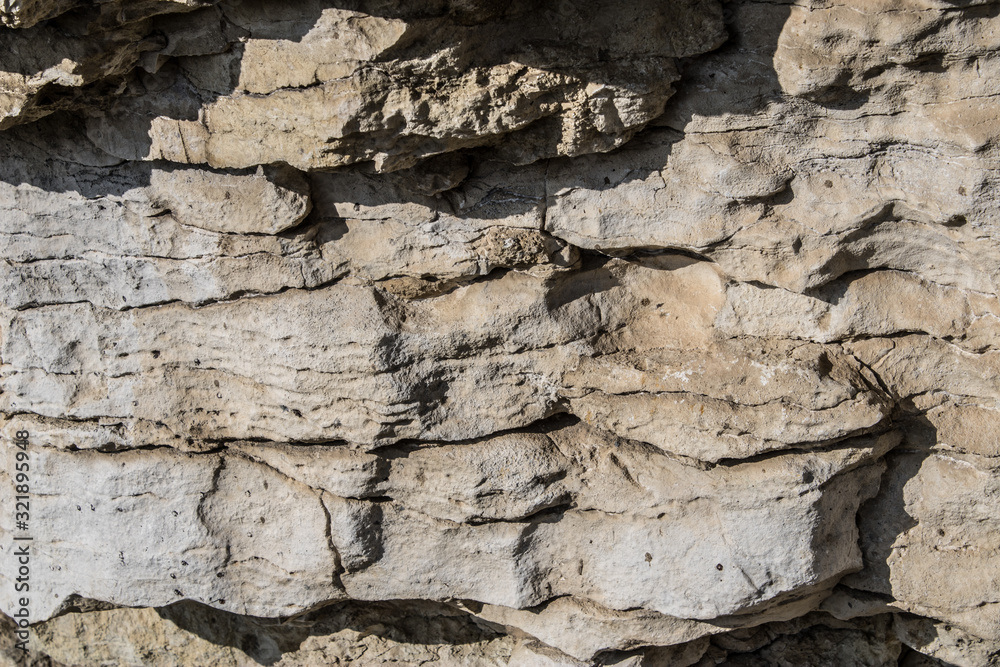 Fototapeta premium White limestone texture closeup, carbonate sedimentary rock close-up - Image