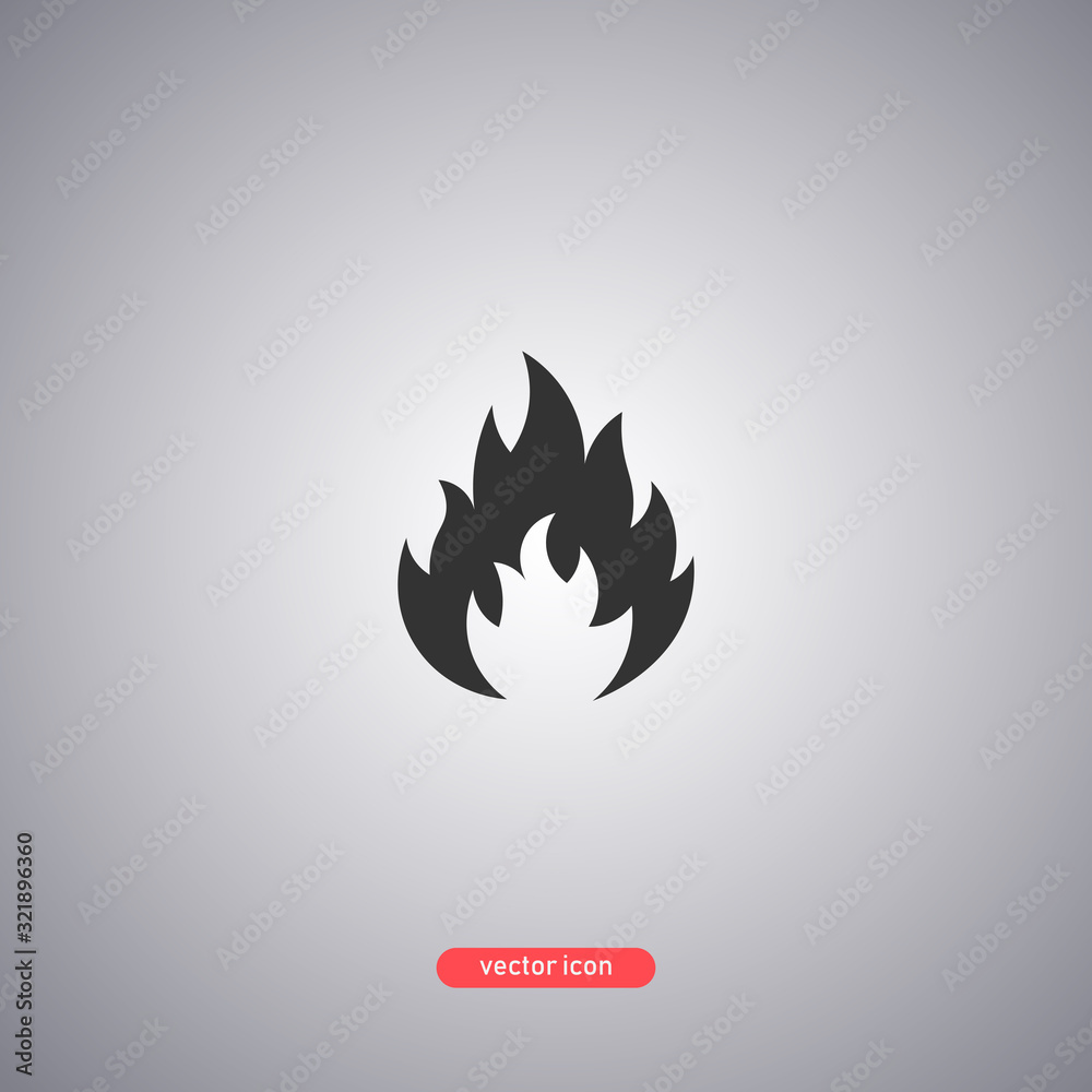 Fire icon isolated on gray background. Modern flat style.