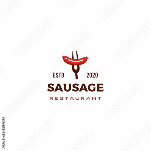 sausage fork logo vector icon illustration