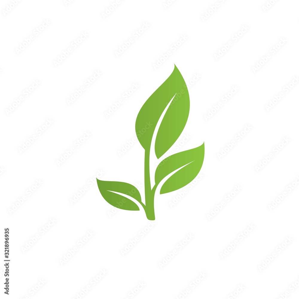 Fototapeta premium Green leaf icon, vector Illustration