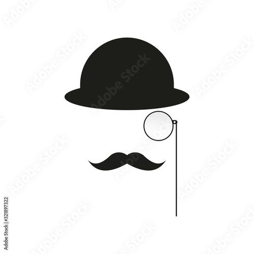 Mustache and Glasses with hat icon . detective symbol vector Illustration