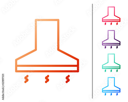 Red line Kitchen extractor fan icon isolated on white background. Cooker hood. Kitchen exhaust. Household appliance. Set color icons. Vector Illustration