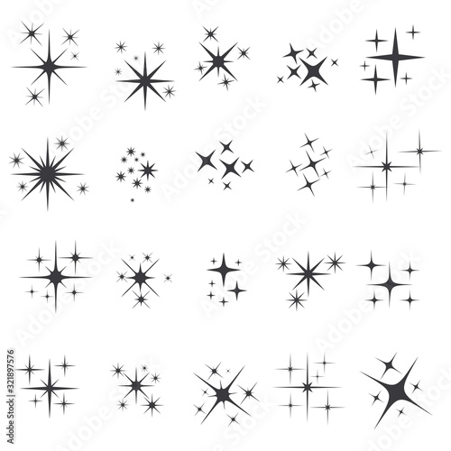 Star icons. Twinkling stars. Sparkles  shining burst. vector Illustration