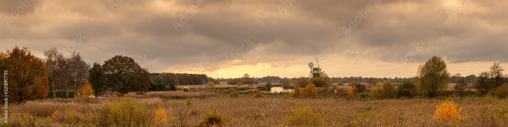 Panoramic View of Windmill at River Ant