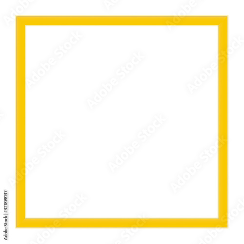 Yellow frame. Isolated over white. Vintage simple decorative border, isolated. Deco elegant art object. Empty copy space for decoration, photo, banner. Vector illustration.