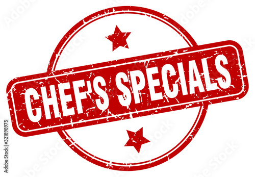 chef's specials stamp. chef's specials round vintage grunge sign. chef's specials