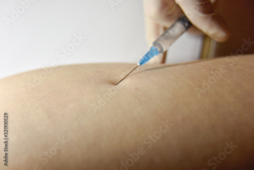 The procedure of intramuscular injection  close-up