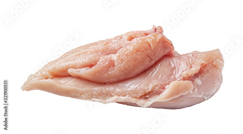 raw chicken fillet isolated on white close up