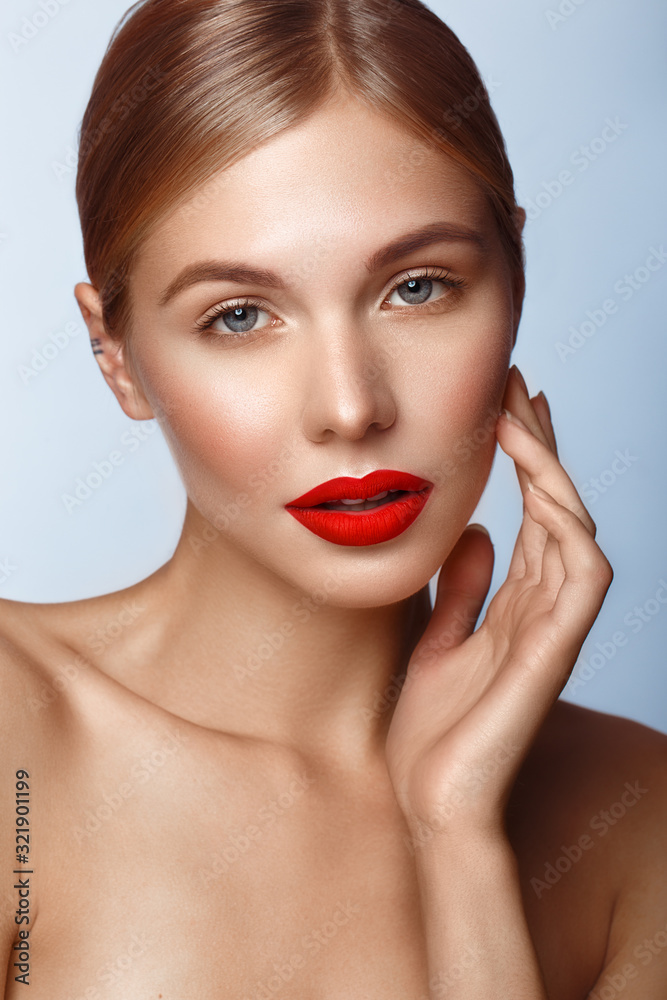 Red Lips And Classic Makeup Beauty