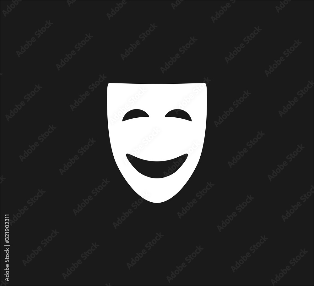 Theater mask icon. Vector illustration, flat design. Theater mask icon. Vector illustration, flat design.