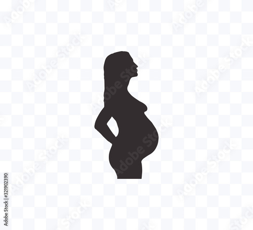 Woman Pregnant, silhouette icon. Vector illustration. Flat.
