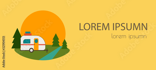 Camper Trailer in Daylight Banner