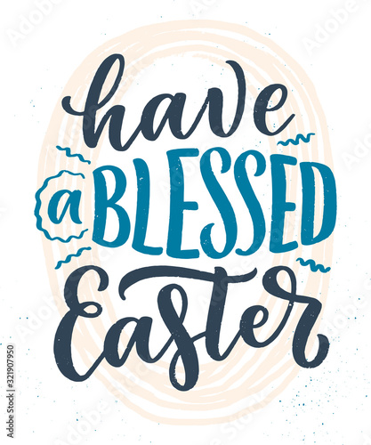 Calligraphy lettering slogan about Easter for flyer and print design. Vector illustration. Template banner, poster, greeting postcard.