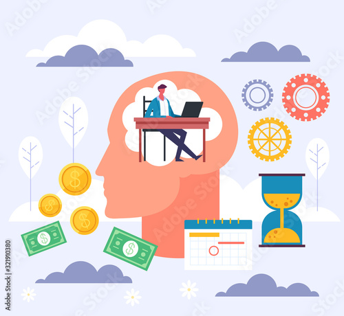 Imagination idea self education concept. Vector flat graphic design cartoon illustration