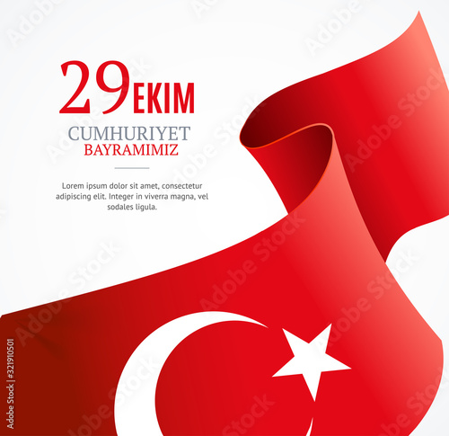 Realistic 3d Detailed Turkey Flag Background. Vector