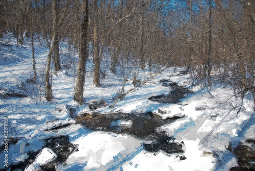 Impressionistic Style Artwork of a Winter Creek © rck