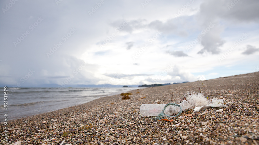 Plastic garbage thrown to the seashore. Plastic garbage thrown to the seashore.