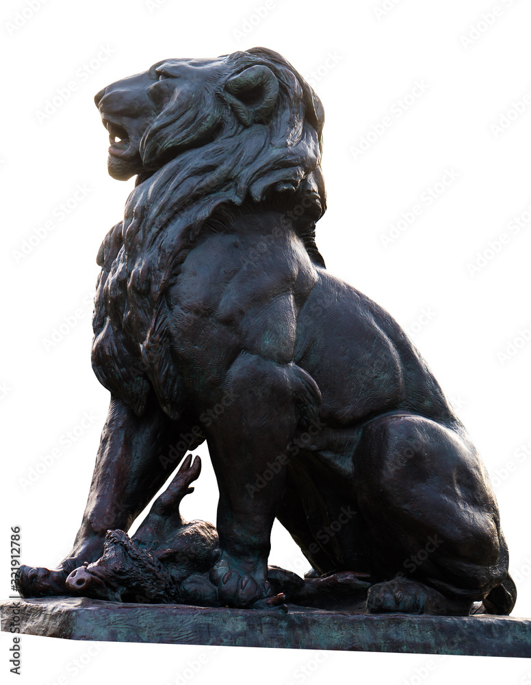 Lion took over boar - sculpture