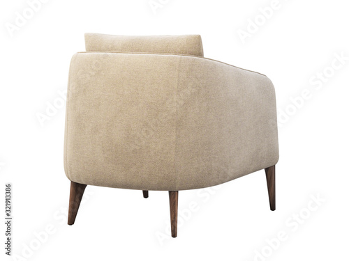 Light beige fabric chair with pillow. 3d render